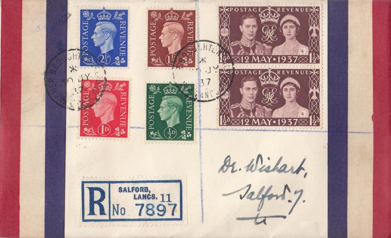 1937 (07) 1½d Definitive on a Wishart 'Special' - Salford CDS