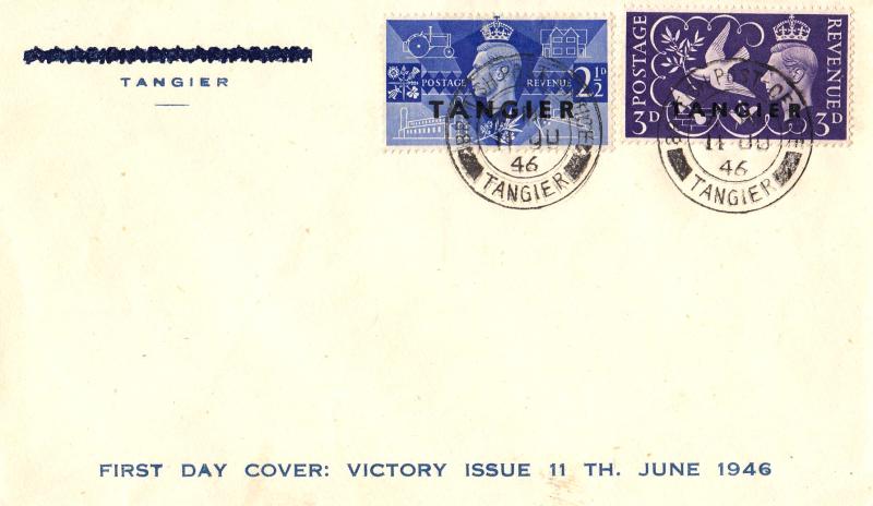 1946 (06) Victory - Display Text Cover - Tangier Overprints - British Post Office Tangier CDS