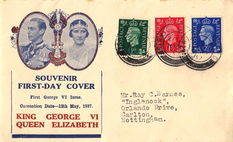 1937 (05) ½d + 1d + 2½d George VI Definitives - Illustrated Cover - Berwick CDS