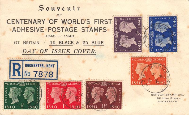 1940 (05) Centenary - Renown Stamp Co Cover - Rochester CDS