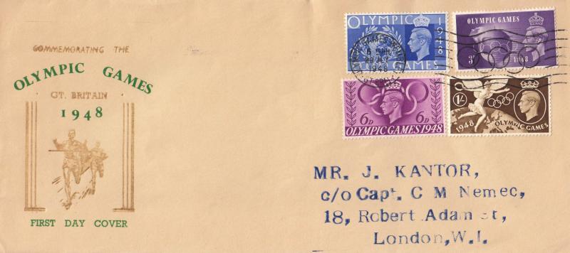 1948 (07) Olympics - Gold 'Runners' Cover (Green Text) - Olympic Games, Wembley Slogan