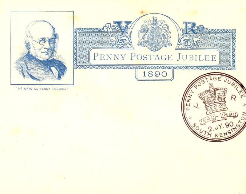 1890 (07) Penny Postage - Jubilee Card - South Kensington Cancel