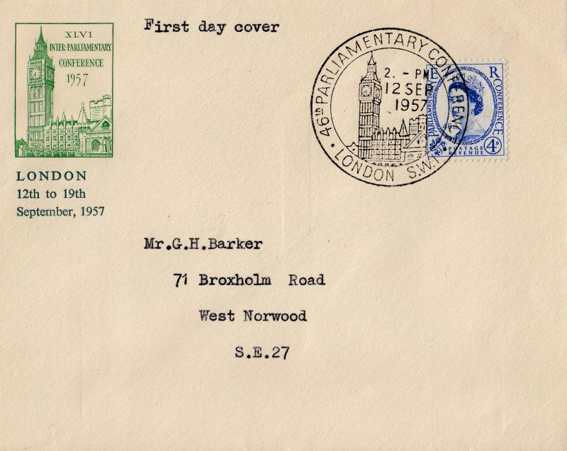 1957 (09) Parliament - Conference Envelope - 'Big Ben' H/S