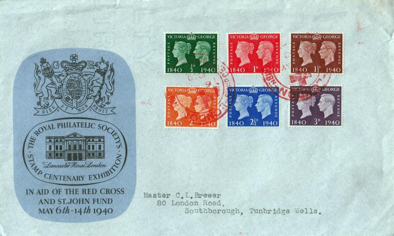 1940 (05) RPS Lancaster House Cover (Blue Version) - Stamp Centenary (Red Cross) London H/S
