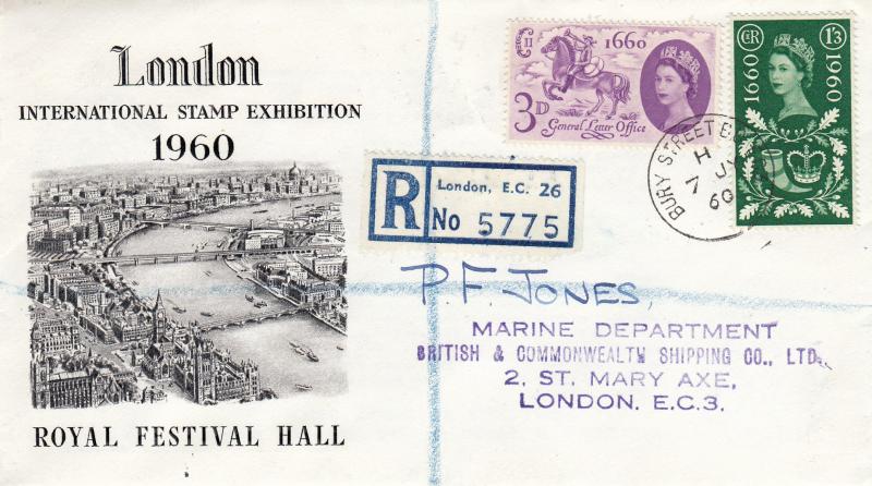 1960 (07) General Letter Office - Festival Hall Exhibition Cover - Bury Street BO, EC3 CDS
