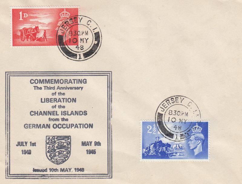 1948 (05) Channel Islands Liberation - 'Shield & Text' Cover - Jersey CDS