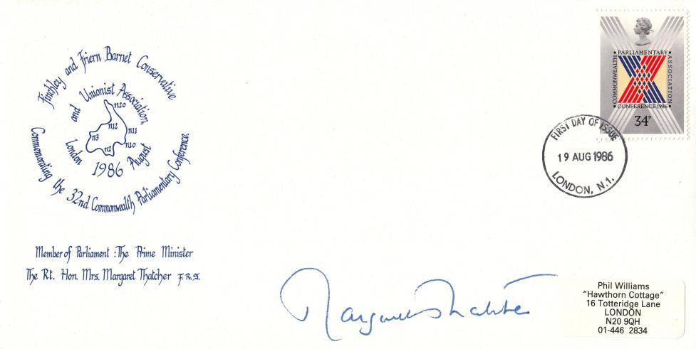 1986 (08) Parliamentary Conference - Finchley & Friern Barnet Conservative Cover - Signed by Margaret Thatcher