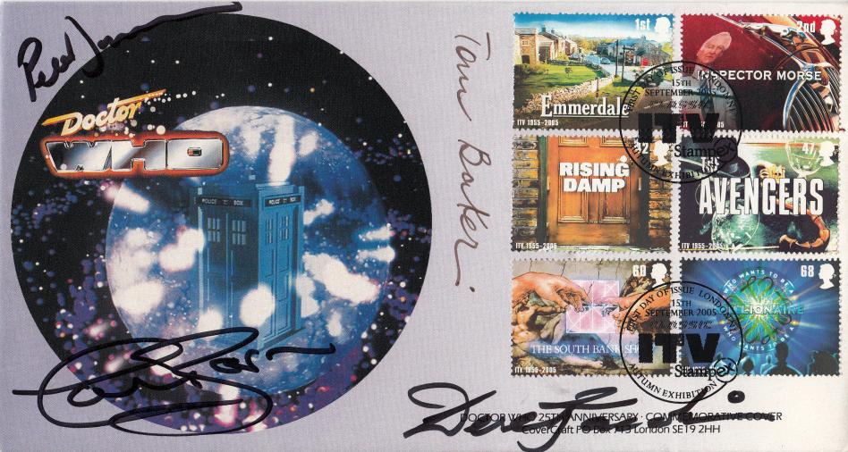 2005 (09) ITV - Covercraft 'Dr Who Tardis' 25th Anniv Cover - Also signed by Tom Baker, Colin Baker, Peter Davison & Derek Jacobi