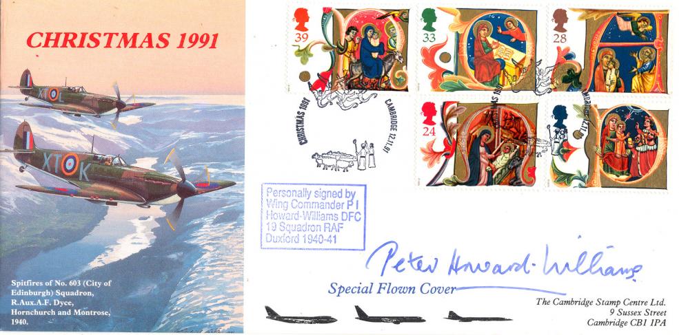 1991 (11) Christmas - Cambridge Stamp Centre Official - Signed Wing Commander Howard-Williams