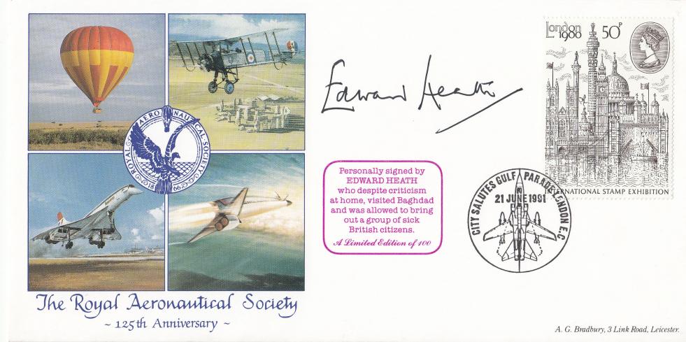 1991 (06) London Salutes Gulf Parade Commemorative Cover - Signed by Edward Heath