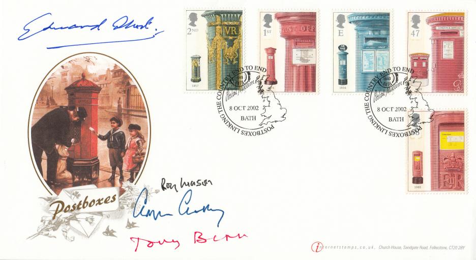 2002 (10) Post Boxes - Internet Official - Signed by Tony Benn, Chris Chataway, Roy Mason & Edward Short