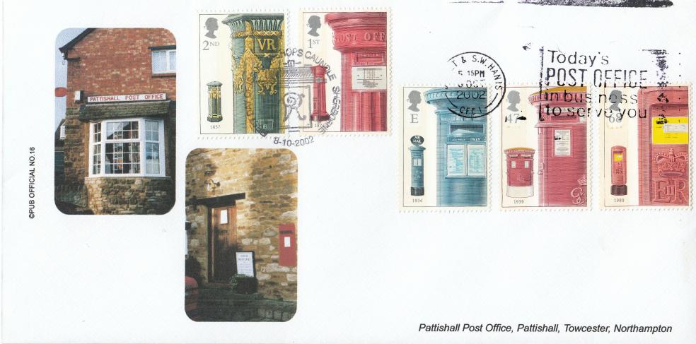2002 (10) Post Boxes - Brazier 'Pattishall Post Office' Pub Official - Today's Post Office  - In Business To Serve You Slogan