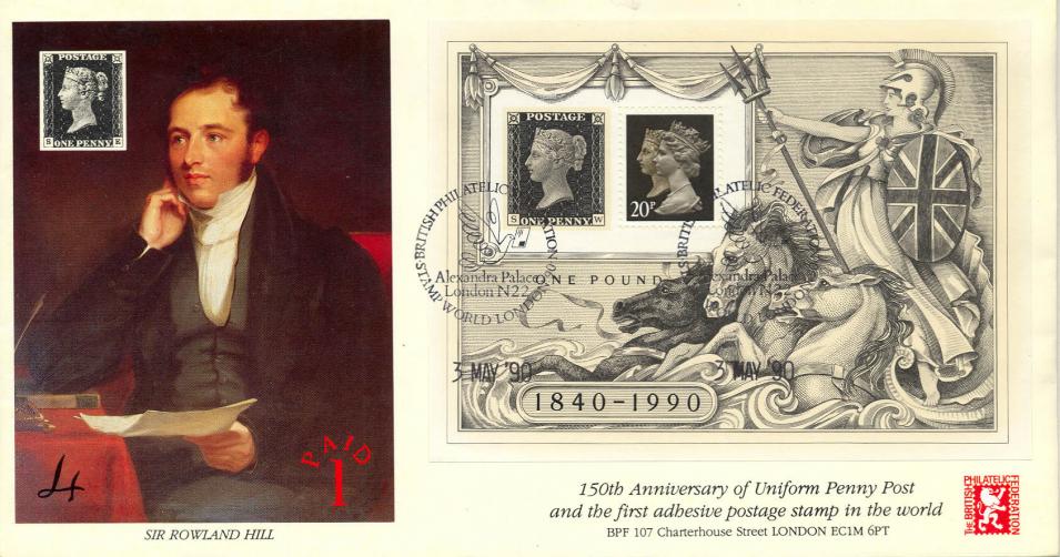1990 (05) Penny Black M/S - Covercraft British Philatelic Federation, Alexandra Palace Official