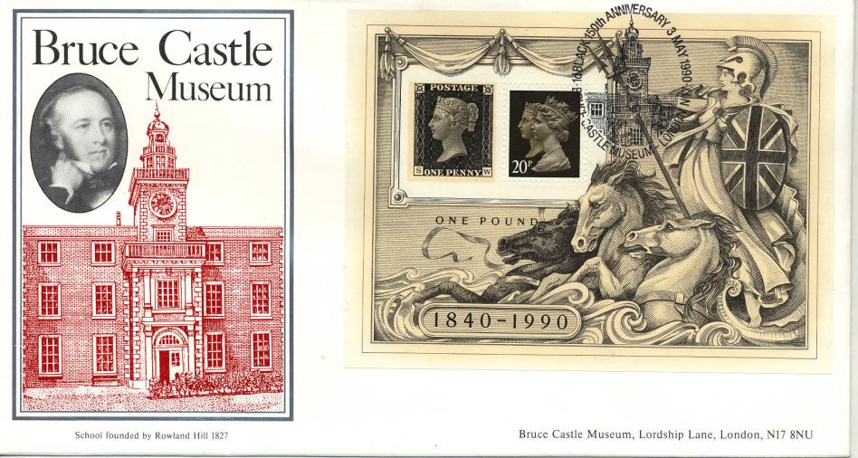 1990 (05) Penny Black M/S - Covercraft Bruce Castle Museum Official