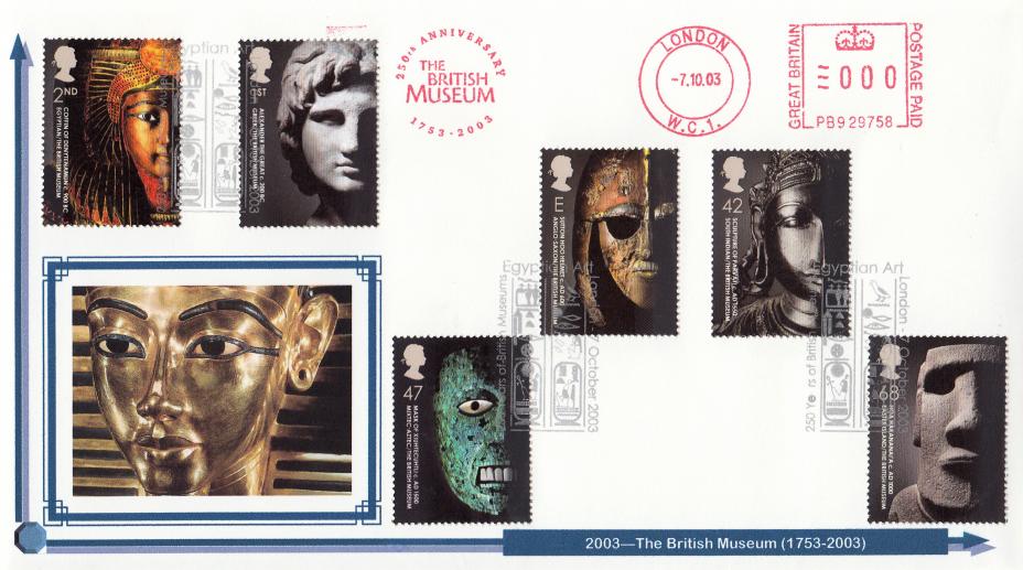 2003 (10) British Museum - Privately Produced 'King Tutankhamun' Cover - Egyptian Art H/S + The British Museum 1753-2003 Meter Mark