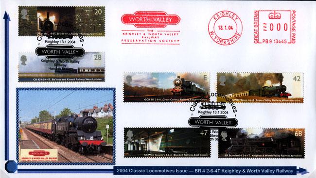 2004 (01) Classic Locomotives (Stamps) - Privately Produced 'Worth Valley Railway' Cover - Worth Valley H/S + Worth Valley Meter Mark