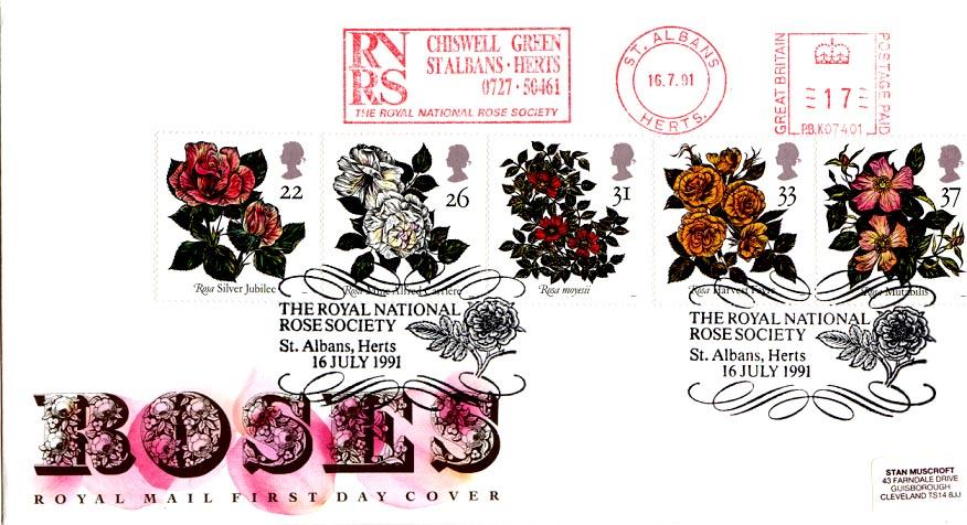 1991 (07) Roses - RM - RNRS Chiswell Green Meter Mark - RNRS St Albans H/S