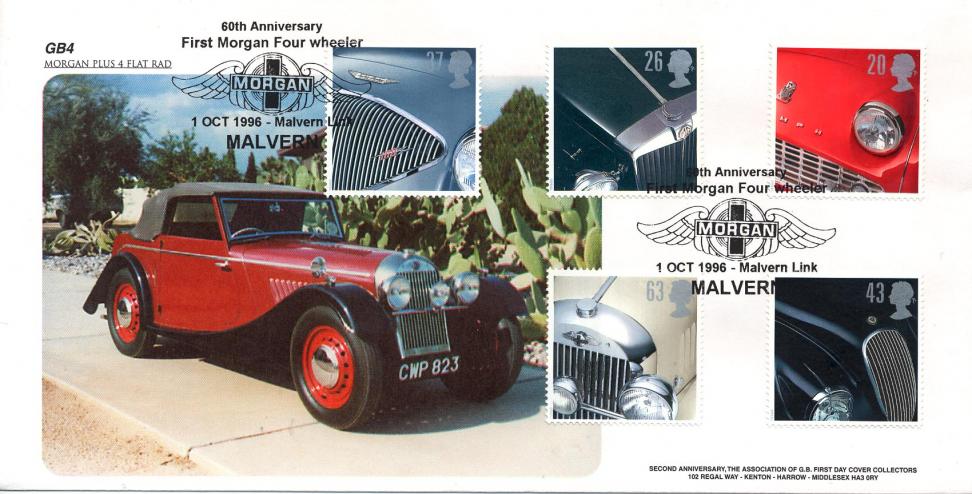 1996 (10) Cars - GB First Day Cover Association Morgan, Malvern Official