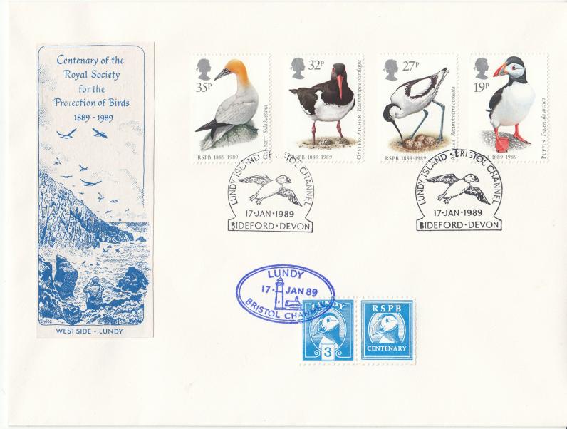 1989 (01) Birds - Lundy PB Official - Lundy Island, Bristol Channel Official (Large Size)