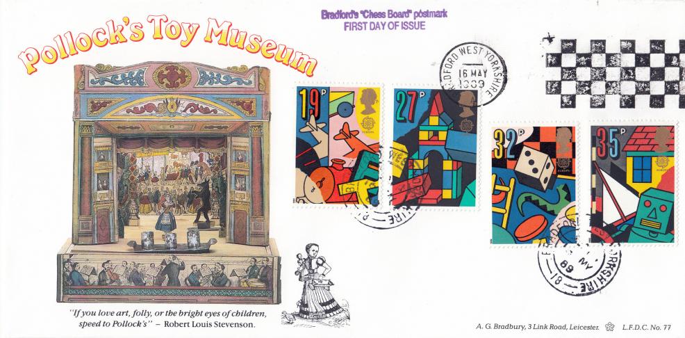 1989 (05) Games & Toys - Bradbury LFDC 77 Official - Bradford 'Chess Board' Slogan