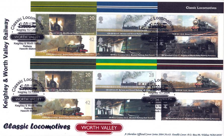 2004 (01) Classic Locomotives (Stamps + M/S) - Sheridan Double 'Keighley & Worth Valley Railway' Official