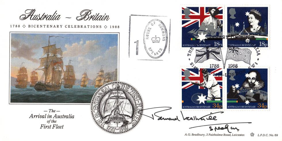 1988 (06) Australian Bicentenary - Bradbury LFDC Official - Signed by Bernard Weatherhill