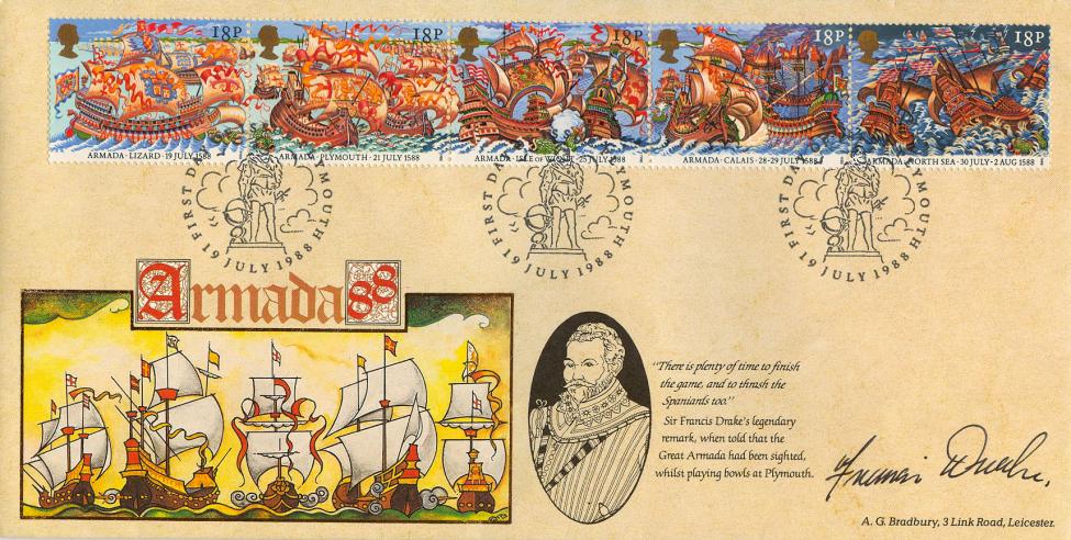 1988 (07) Armada - Bradbury LFDC 'Special' - Signed by Francis Drake (Descendant)