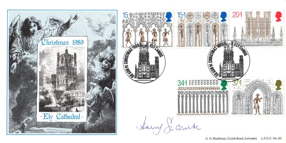 1989 (11) Christmas - Bradbury LFDC Official - Signed by the late Harry Secombe