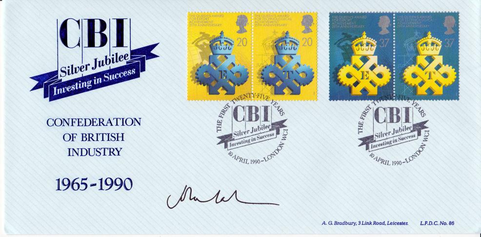 1990 (04) Queen's Awards - Bradbury LFDC Official - Signed by John M. Banham