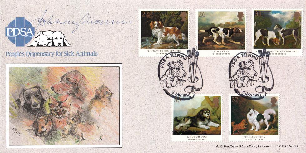 1991 (01) Dogs - Bradbury LFDC Official - Signed by Johnny Morris