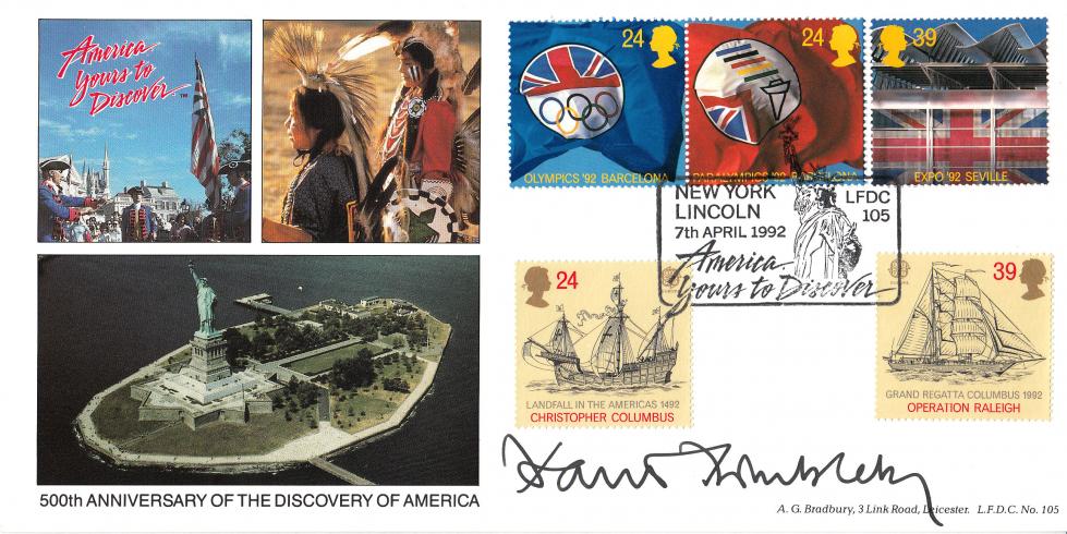 1992 (04) Europa - Bradbury LFDC Official - Signed by David Dimbleby