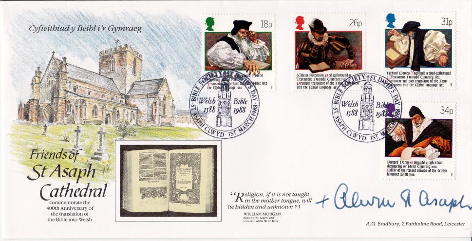 1988 (03) Welsh Bible - Bradbury LFDC Official - Signed by the Rev'd Alwyn Jones Rice