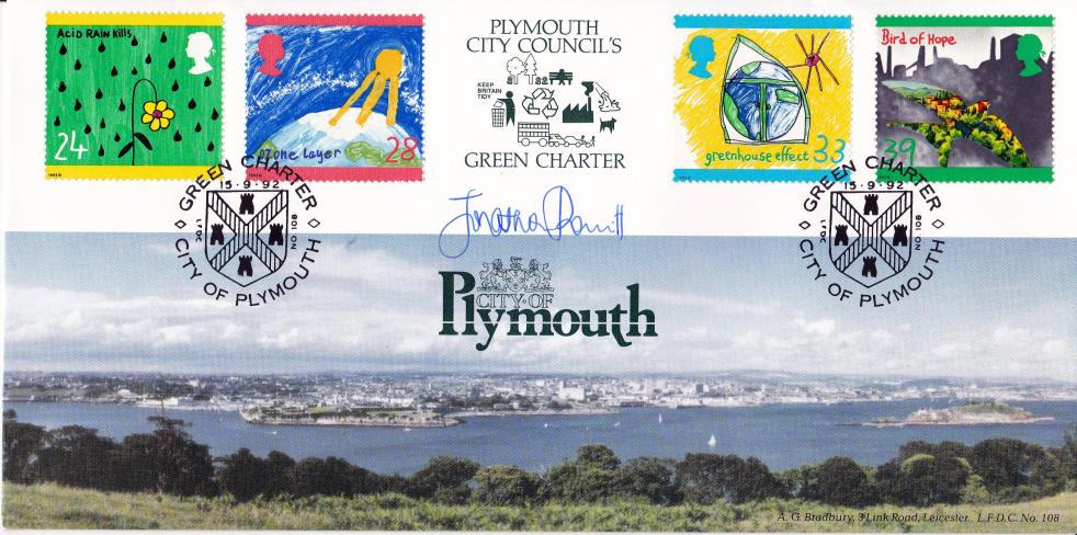 1992 (09) Green Issue - Bradbury LFDC Official - Signed by Jonathan Porritt