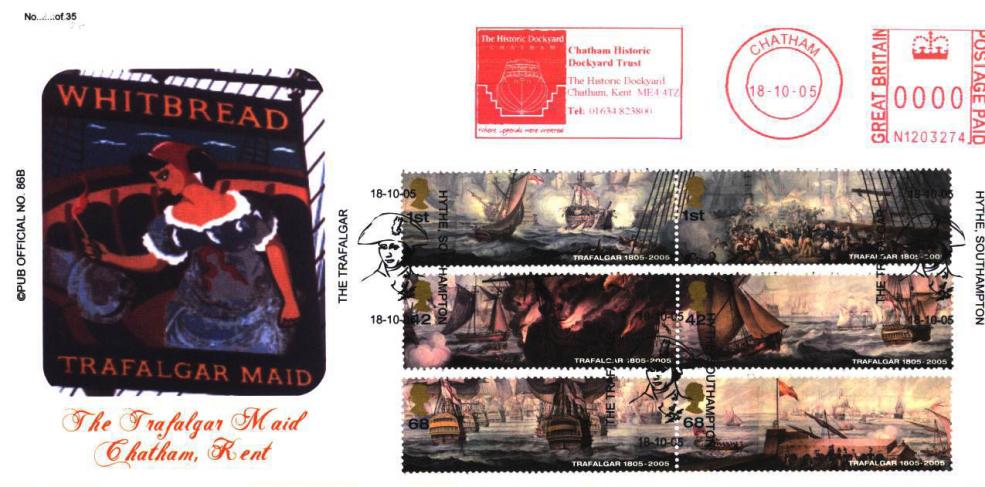 2005 (10) Trafalgar (Stamps) - Brazier 'Pub' Official - Chatham Historic Dockyard Trust Meter Mark