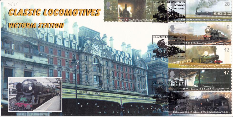2004 (01) Classic Locomotives (Stamps) - Cambridge 'Victoria Station' London Victoria Official