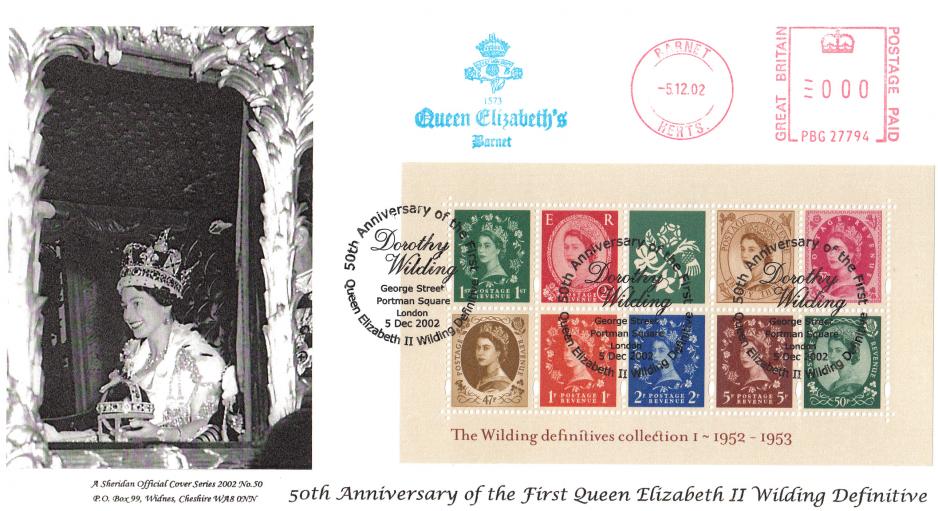 2002 (12) Wildings - Sheridan Official + Queen Elizabeth's, Barnet Meter Mark