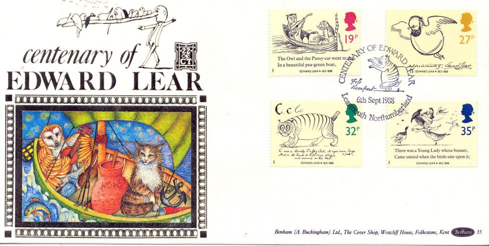 1988 (09) Edward Lear (Stamps) - Benham Gold (500) Official
