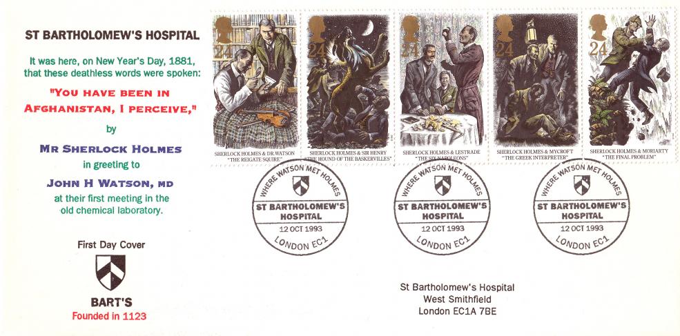1993 (10) Sherlock Holmes - H Murray St Bartholomew's Hospital Official - Printed Address Version