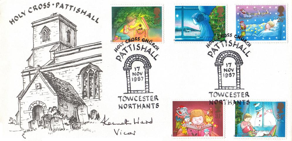 1987 (11) Christmas - Holy Cross Church, Pattishall Official - Signed by Vicar Kenneth Ward