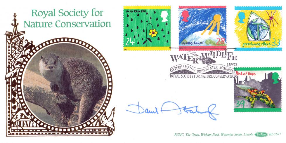 1992 (09) Green Issue - Benham BLCS 77 Official - Signed by David Attenborough