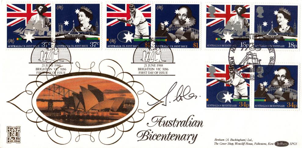 1988 (06) Australian Bicentenary - Benham SGP 5 - Doubled in UK & Australia - Signed by A.J. Coles