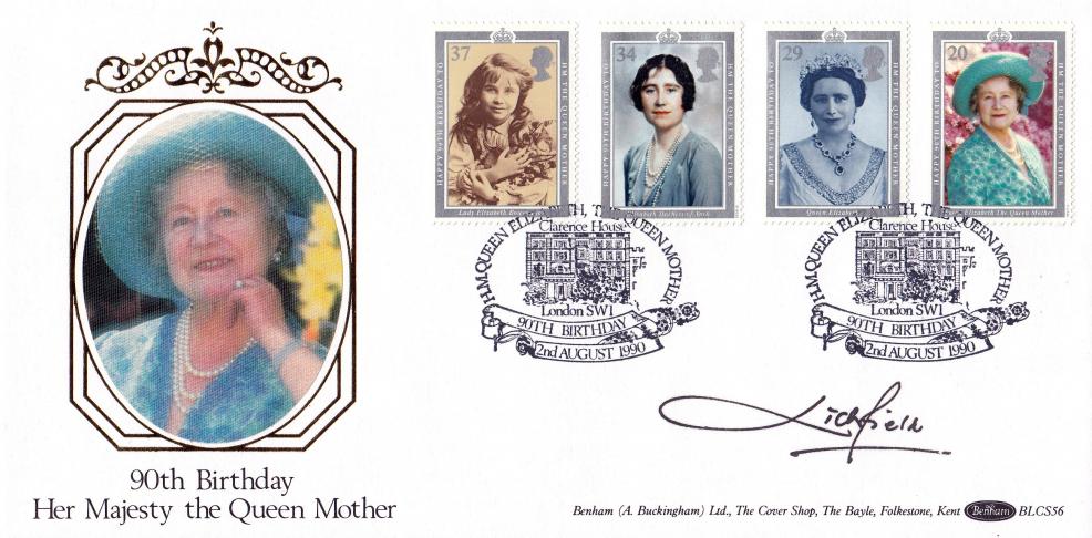 1990 (08) Queen Mother - Benham BLCS 56 Official - Signed by the late Lord Patrick Lichfield