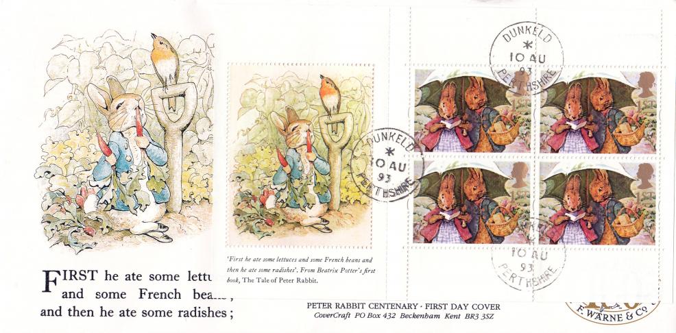 1993 (08) Beatrix Potter PSB Book - Set of Covercraft Officials - All Panes with relevant CDS's