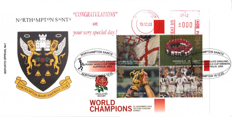 2003 (12) Rugby Winners M/S - Brazier 'Sports Official No 1' - Northampton Saints H/S + Congratulations Meter Mark