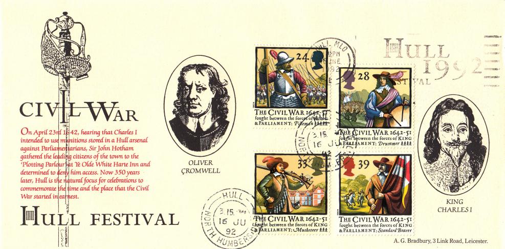 1992 (06) Civil War - Bradbury Hull Festival Cover - Hull Festival Slogan