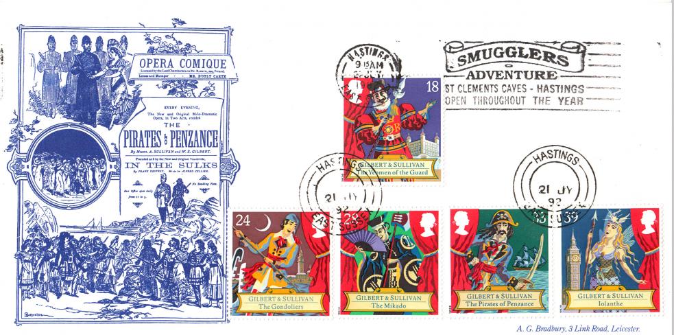 1992 (07) Gilbert & Sullivan - Bradbury Pirates of Penzance Cover - Smugglers Adventure Slogan