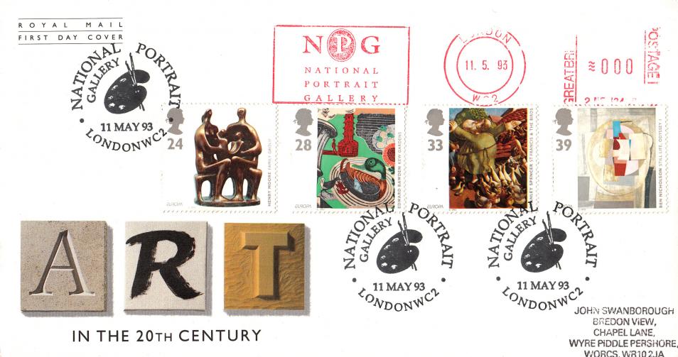 1993 (05) Art - RM - National Portrait Gallery H/S + National Portrait Gallery Meter Mark