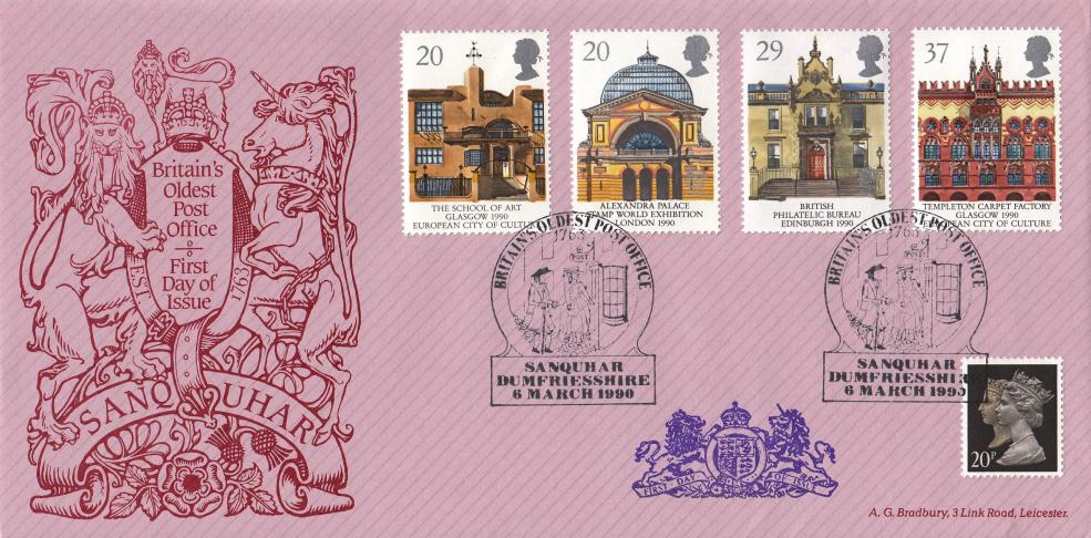 1990 (03) Europa - Bradbury Sanquhar Post Office Official (WITH cachet & P. Black Stamp)