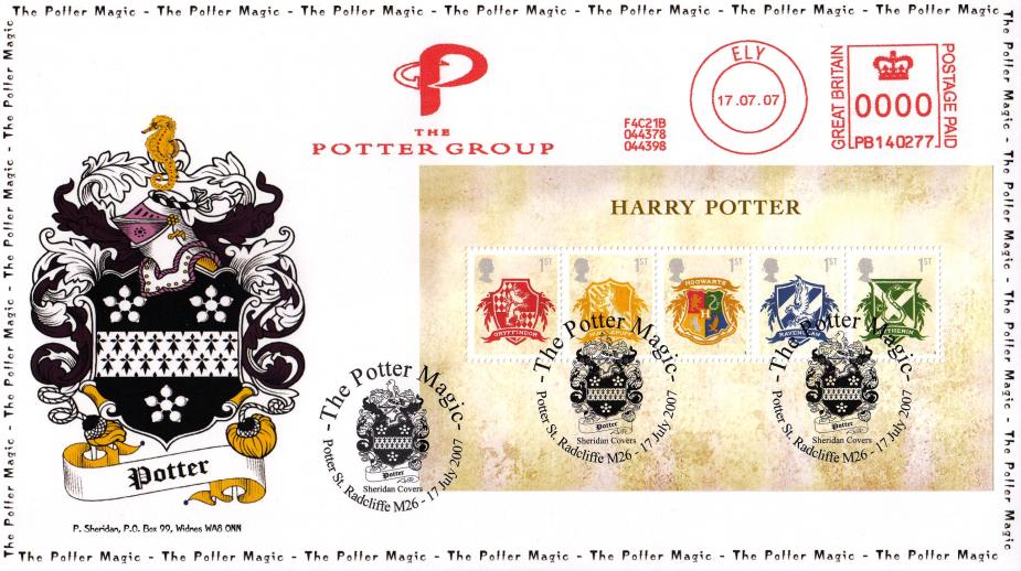 2007 (07) Harry Potter (Miniature Sheet) - Sherdian Official + The Potter Group Meter Mark