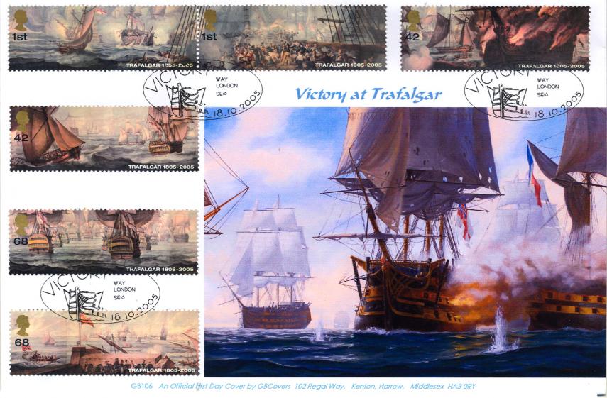 2005 (10) Trafalgar (Stamps) - GB Covers (Derek Williams) Official